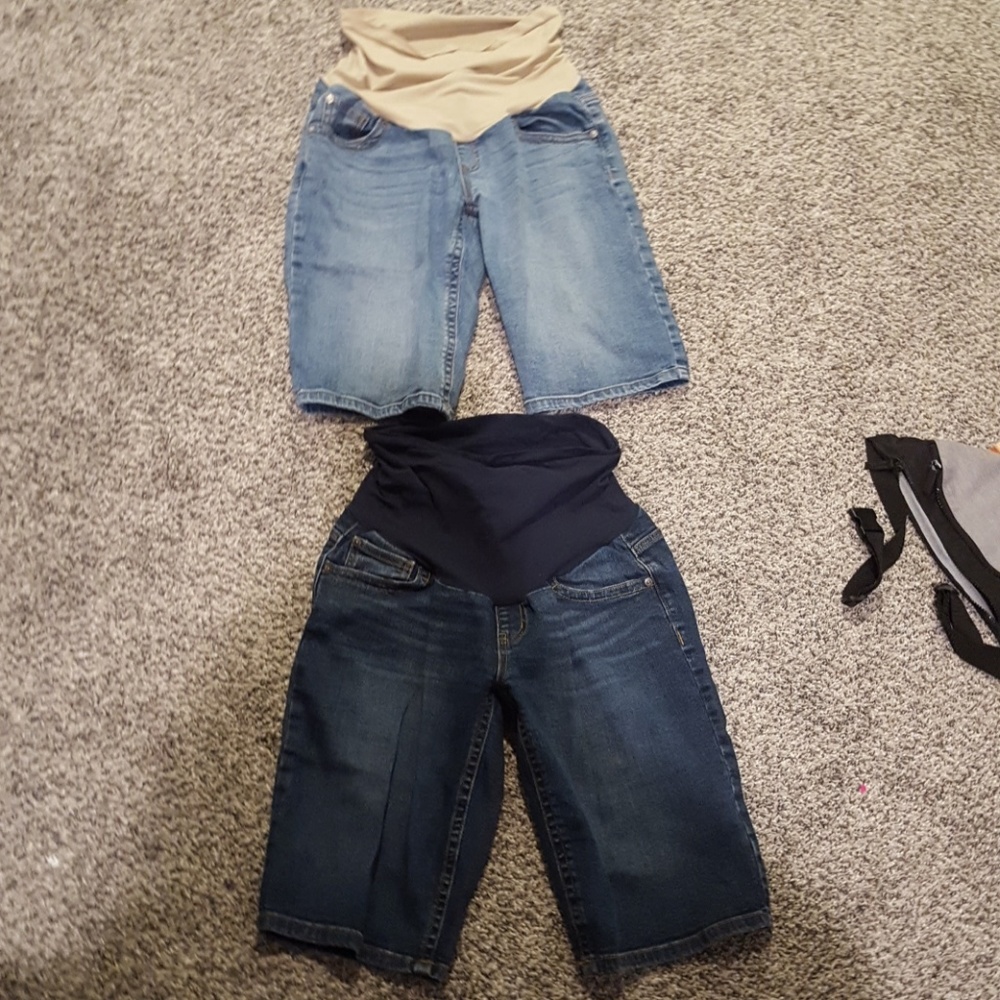 Indigo Blue Maternity over belly long shorts